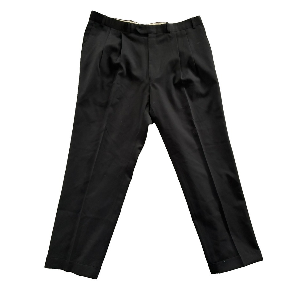 Lauren Ralph Lauren Mens Black Wool Dress Pants Size 38W 30L Total Comfort